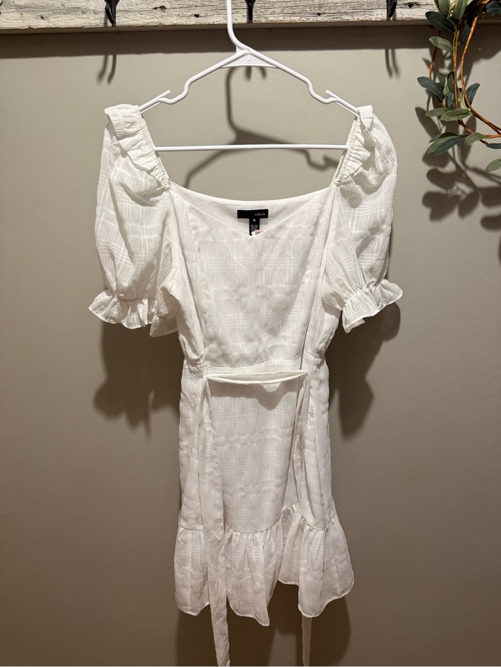 White Puff Sleeve Ruffle Mini Dress